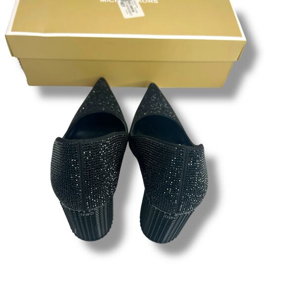 Michael Kors Maxine Pumps Size 8.5 Black Studded Rhienstone Pointed Toe Heels - Picture 4 of 15